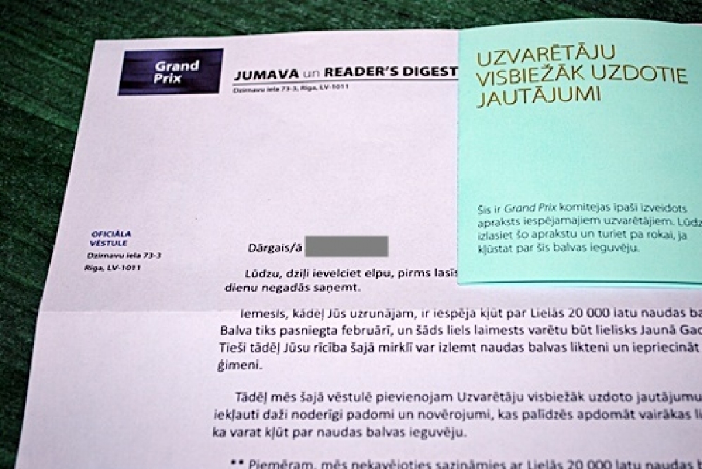 Iedzīvotājus satrauc reklāmas vēstule