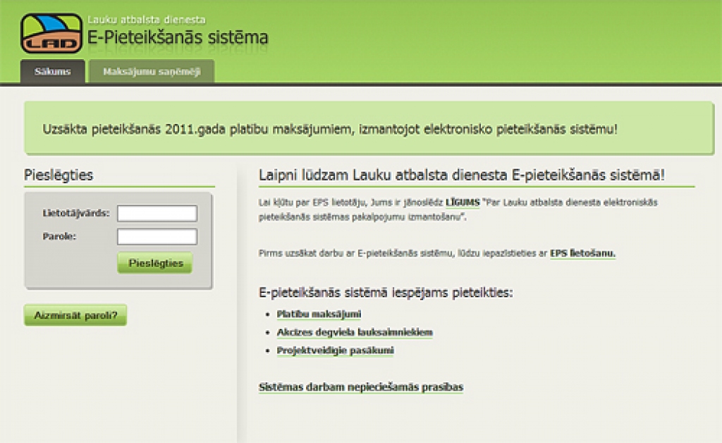 Gaida platību maksājumu pieteikumus