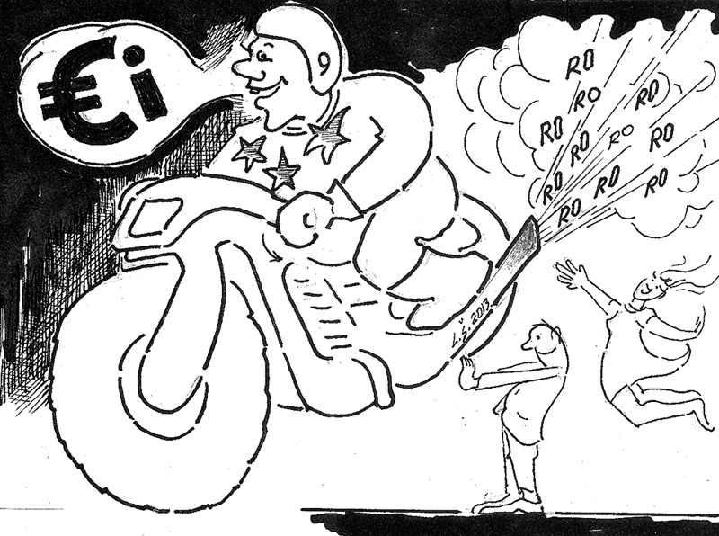 Karikatūra: NO ČERVONCA LĪDZ EIRO