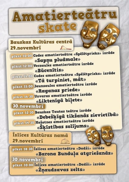 Amatierteātru skate Bauskā un Īslīcē