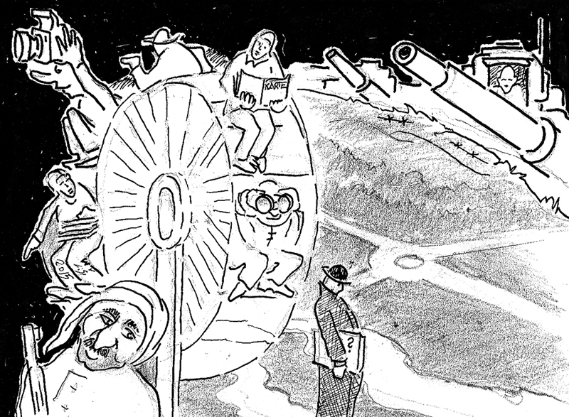 Karikatūra: GAIŠĀS TĀLES AIZ DEVIŅĀM ATSLĒGĀM