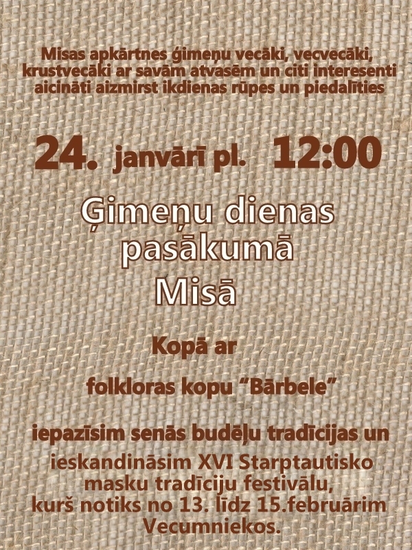 Ģimeņu svētki ar budēļiem Misā