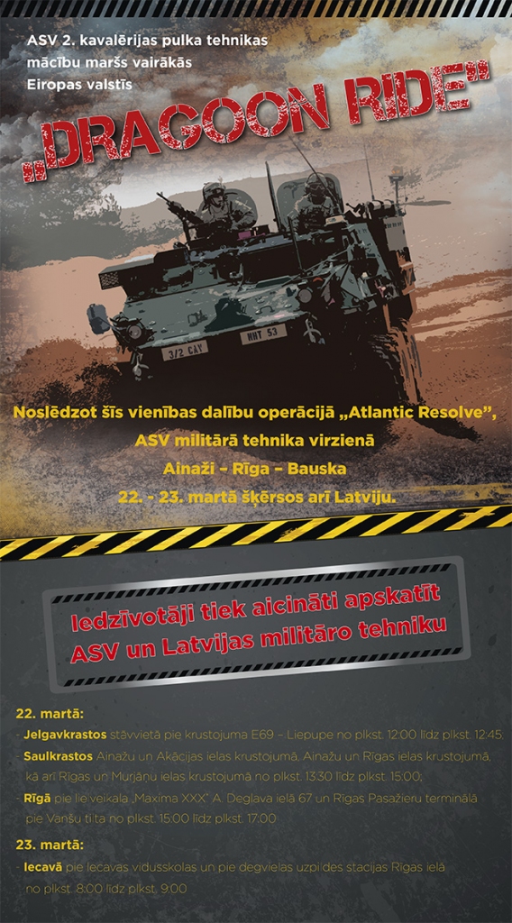 Iecavā varēs skatīt amerikāņu militāro tehniku
