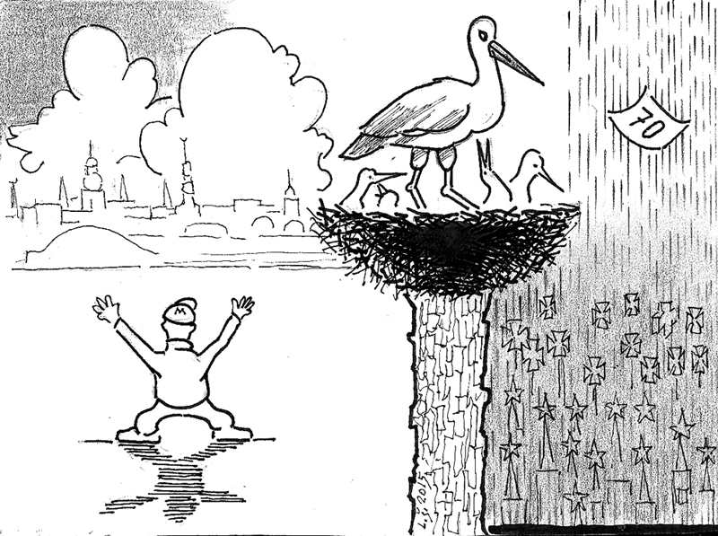 Karikatūra: PAGĀTNE GAN VIENO, GAN ŠĶEĻ