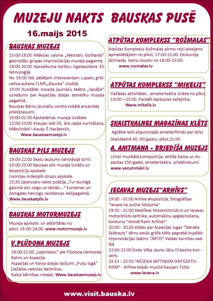 Muzeju nakts Bauskas apkārtnē