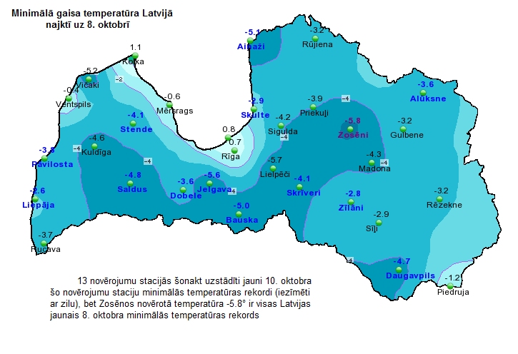 Reģistrēts jauns nacionālais aukstuma rekords šai dienai; Bauskā šorīt bija mīnus 5 grādi