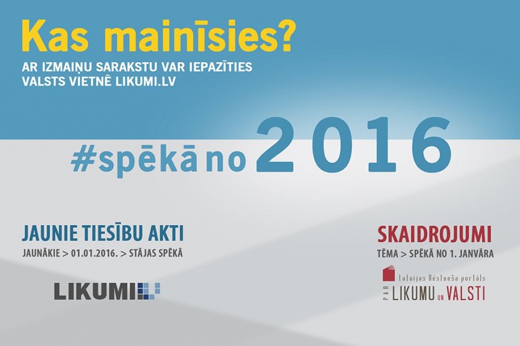 Likumu izmaiņas no 2016. gada 1. janvāra