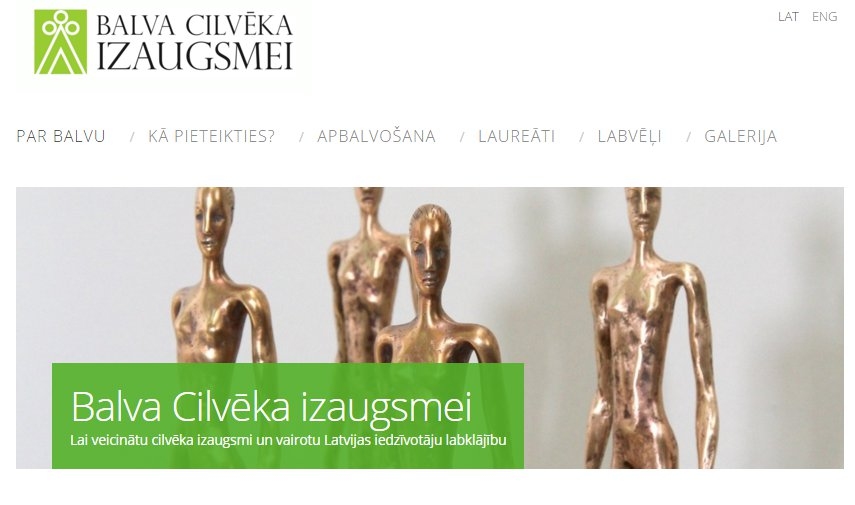 Aicina pieteikt pretendentus balvai „Cilvēka izaugsmei Latvijā”