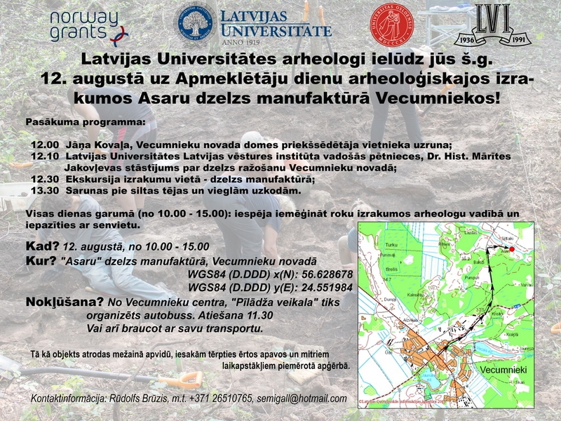 Apmeklētāju diena arheoloģiskajos izrakumos Vecumniekos