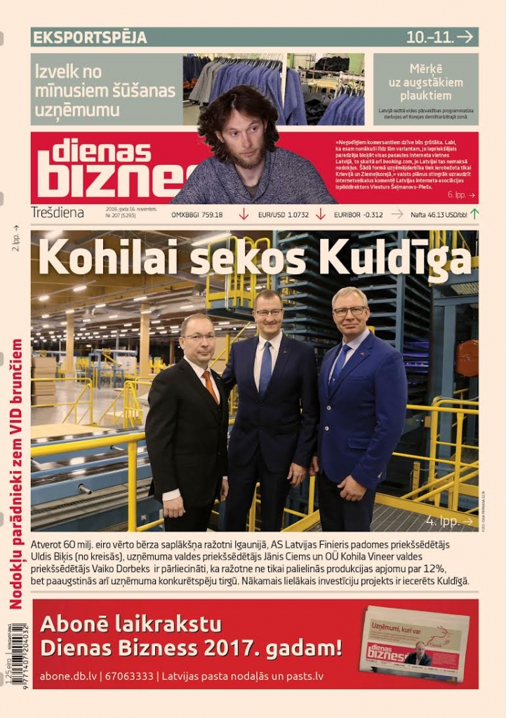 Latvijas Finieris: Nākamais lielākais investīciju projekts ir iecerēts Kuldīgā