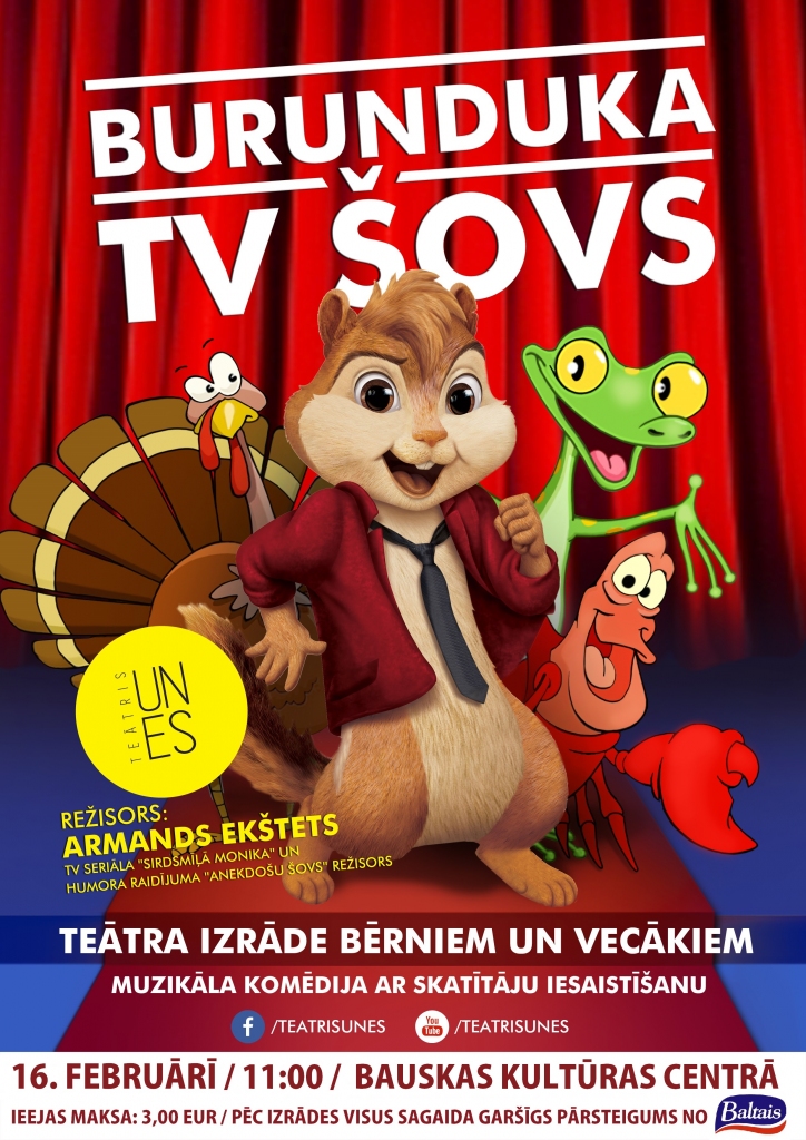 Muzikālā izrāde bērniem «Burunduka TV šovs» Bauskā