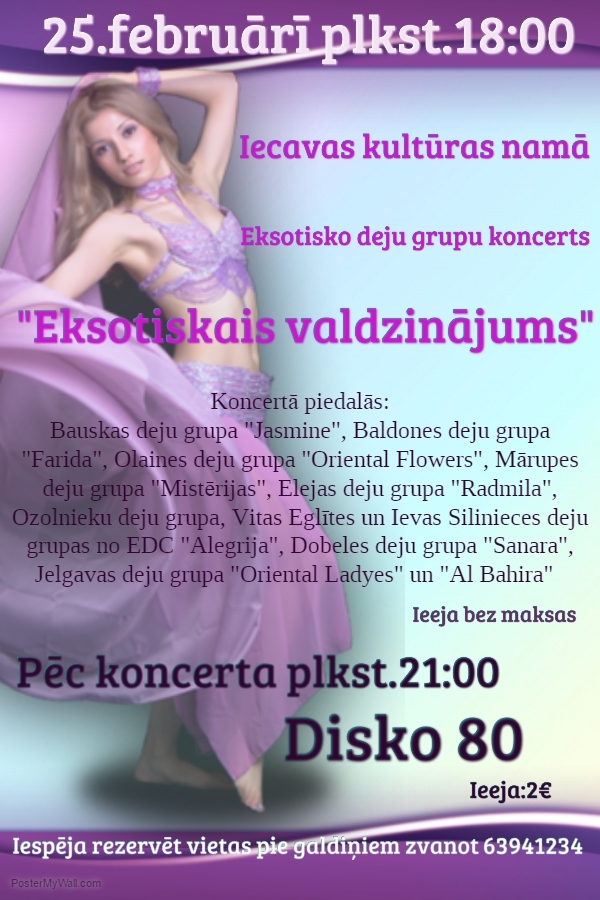 Eksotisko deju grupu koncerts un diskotēka Iecavā