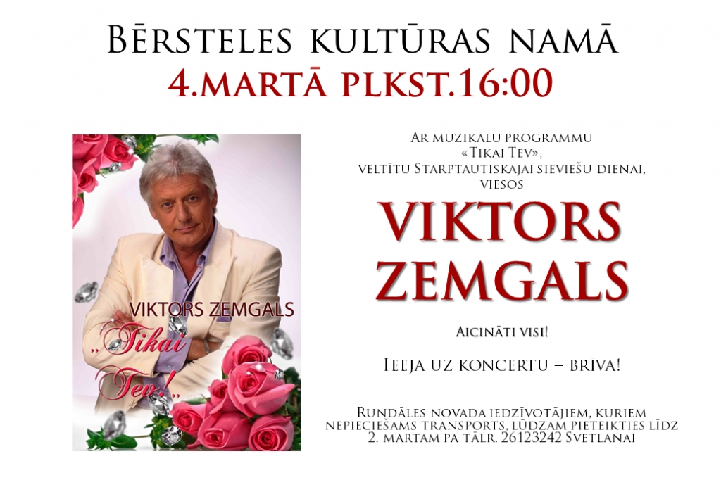 Viktora Zemgala koncertprogramma Bērstelē