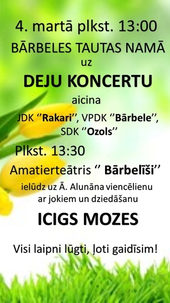 Deju koncerts un amatierteātra izrāde Bārbelē
