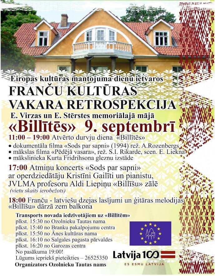 Eiropas kultūras mantojuma diena «Billītēs»