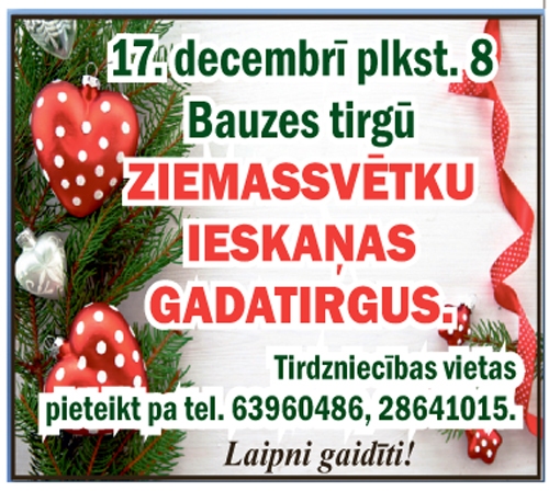 Ziemassvētku ieskaņas gadatirgus Bauzes tirgū