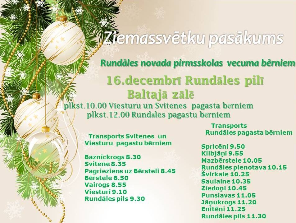 Ziemassvētku pasākums Rundāles novada bērniem