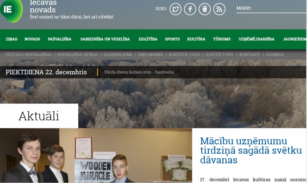 Nākamgad uzlabos Iecavas novada pašvaldības mājaslapu