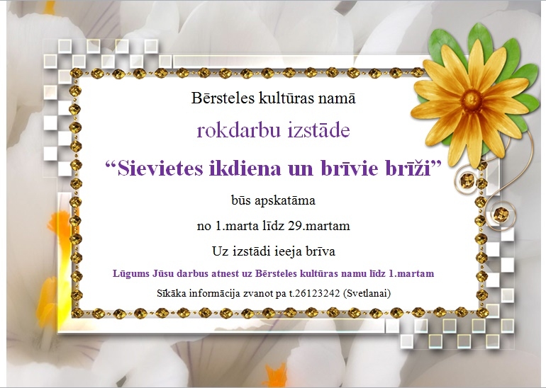 Rokdarbu izstāde Bērstelē