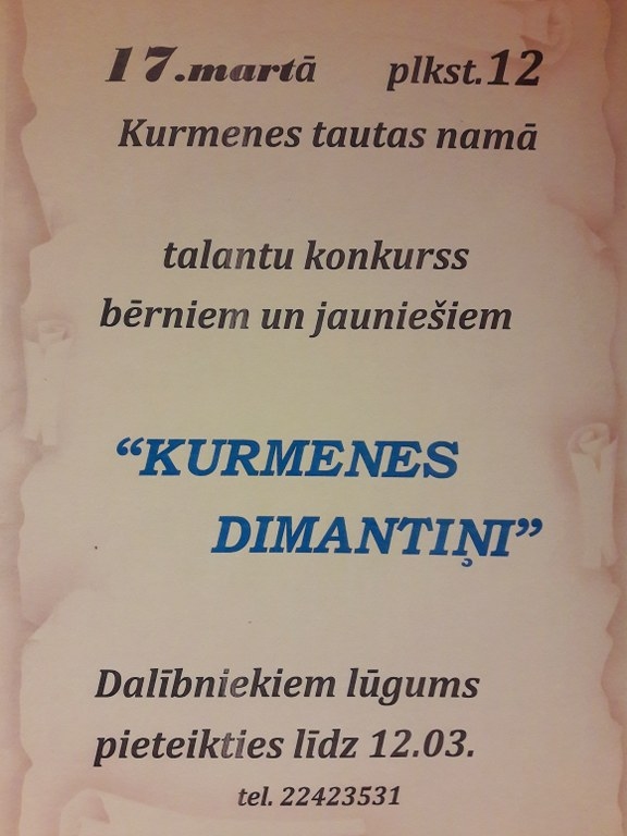 Talantu konkurss «Kurmenes dimantiņi»
