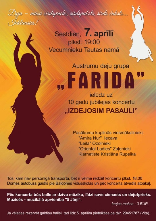 Deju grupas «Farida» jubilejas koncerts Vecumniekos