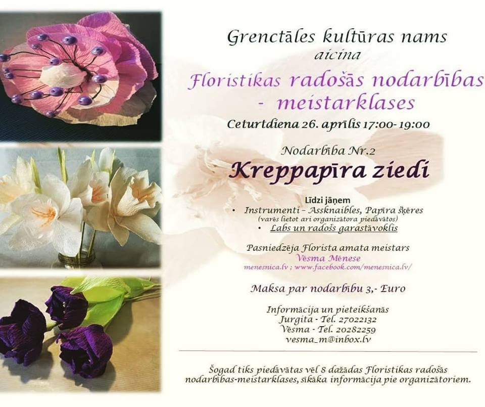 Floristikas meistarklase Grenctālē