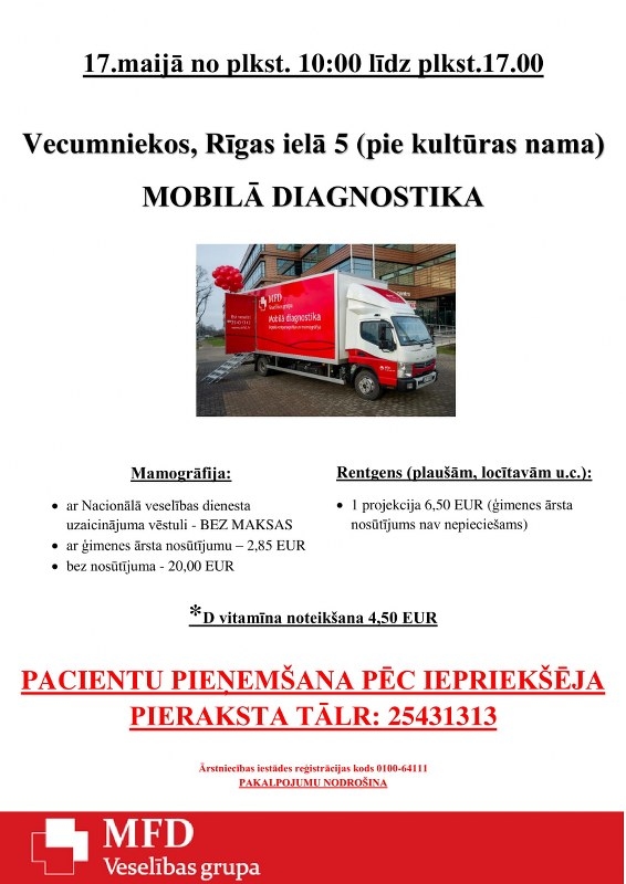 Mobilā diagnostika Vecumniekos