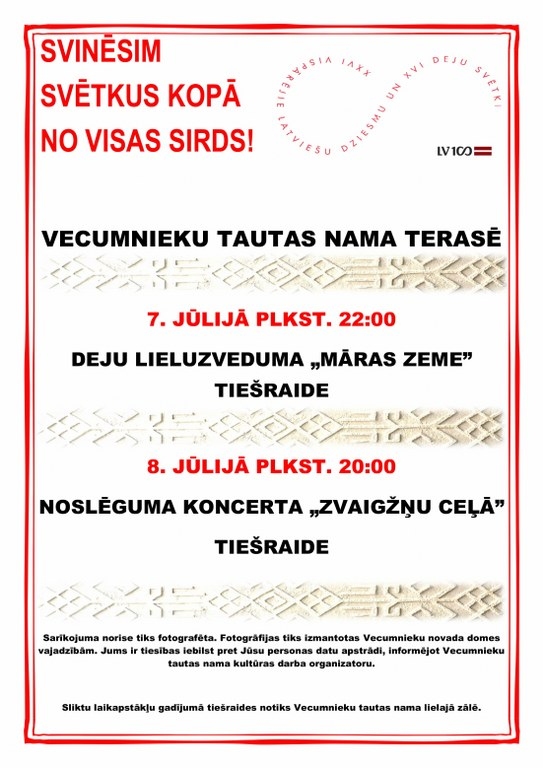 Deju lieluzveduma «Māras zeme» tiešraide Vecumniekos