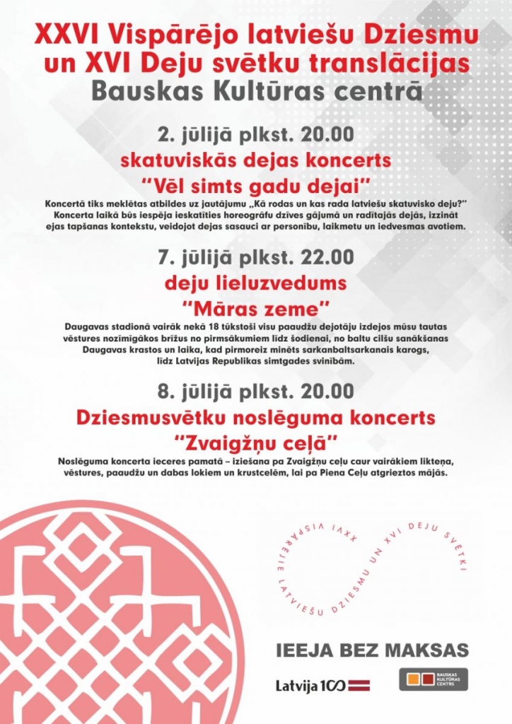 Dziesmu un deju svētku tiešraide Bauskā