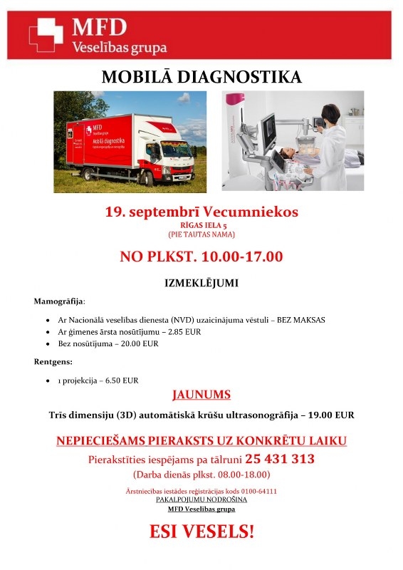 Mobilā diagnostika Vecumniekos