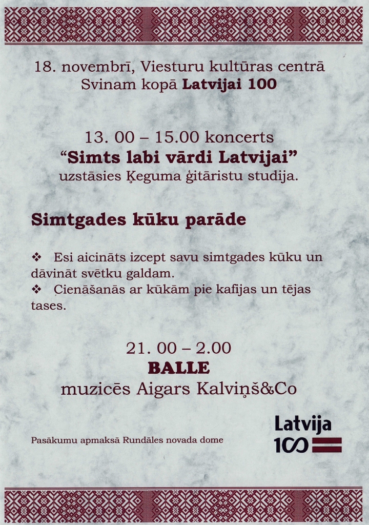 Latvijas simtgades svinības un balle Viesturos