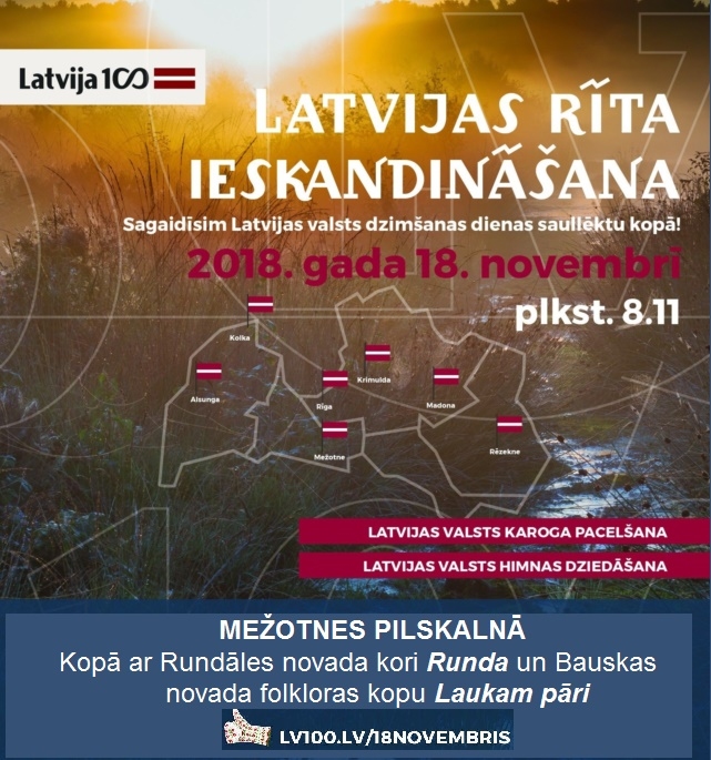 Latvijas rīta ieskandināšana Mežotnes pilskalnā