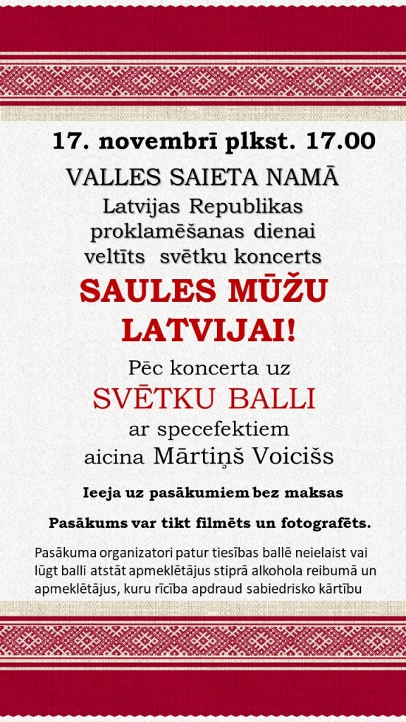 Valsts svētku koncerts un balle Vallē