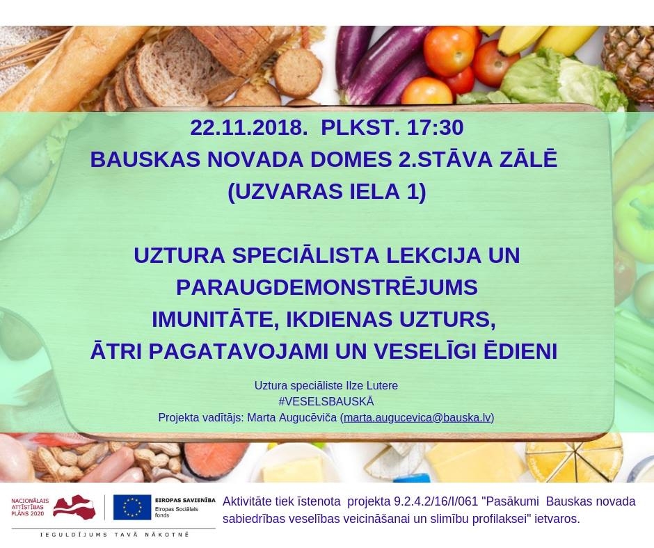 Bauskā – lekcija par veselīgu uzturu