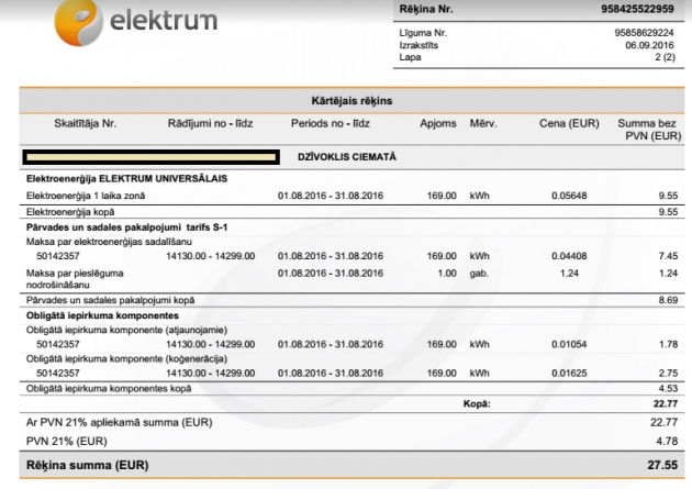 Lielākajai daļai «Elektrum» klientu rēķinu pieaugums nepārsniegs 3,5 eiro mēnesī