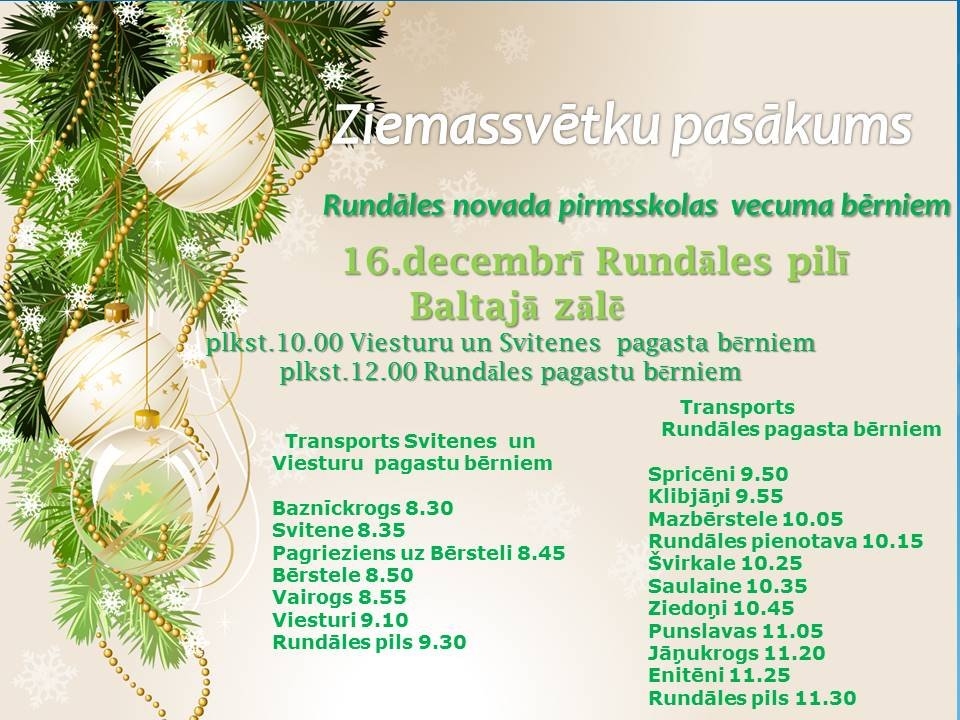 Ziemassvētku pasākums Rundāles novada pirmsskolas vecuma bērniem