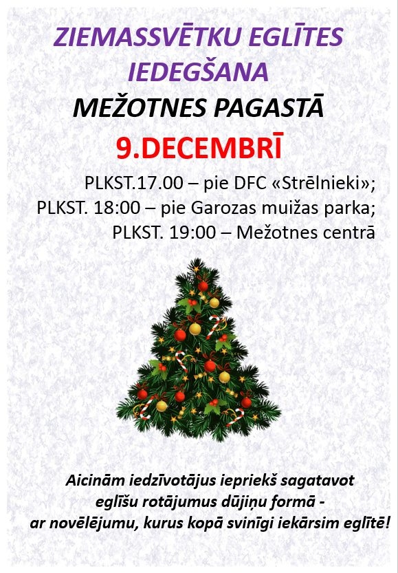 Ziemassvētku eglītes iedegšana Mežotnes pagastā