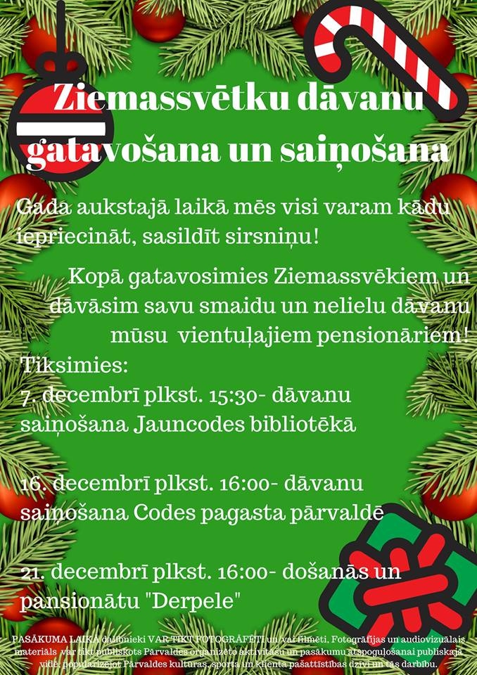 Codē – Ziemassvētku dāvanu gatavošana vientuļajiem pensionāriem