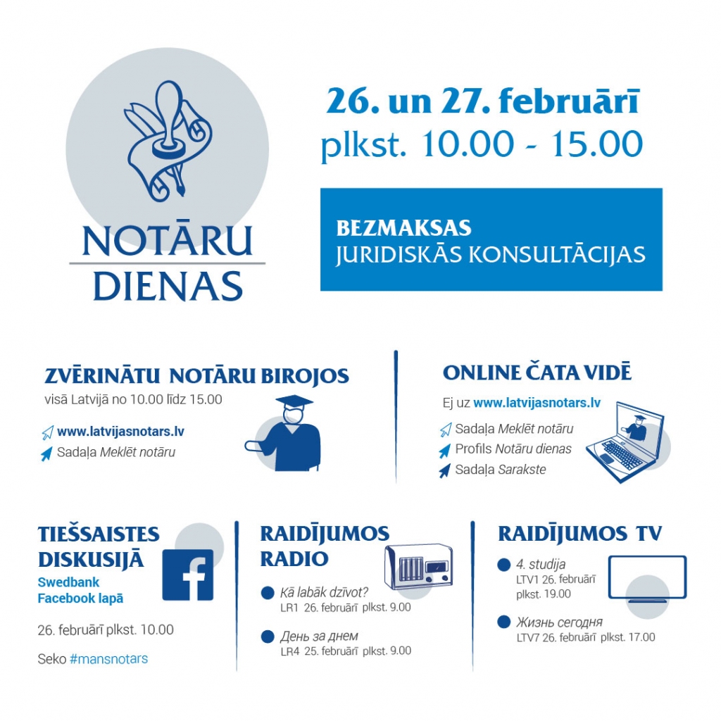 Otrdien un trešdien Latvijā aicina Notāru dienas; skaidros par nākotnes pilnvarojumu