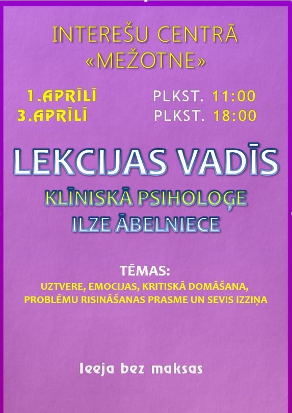 Psiholoģes lekcija Mežotnē