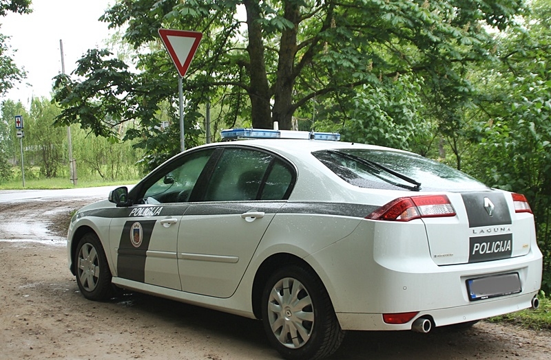 Sirmgalvis ar zāles pļāvēju apskādē stāvošu automašīnu