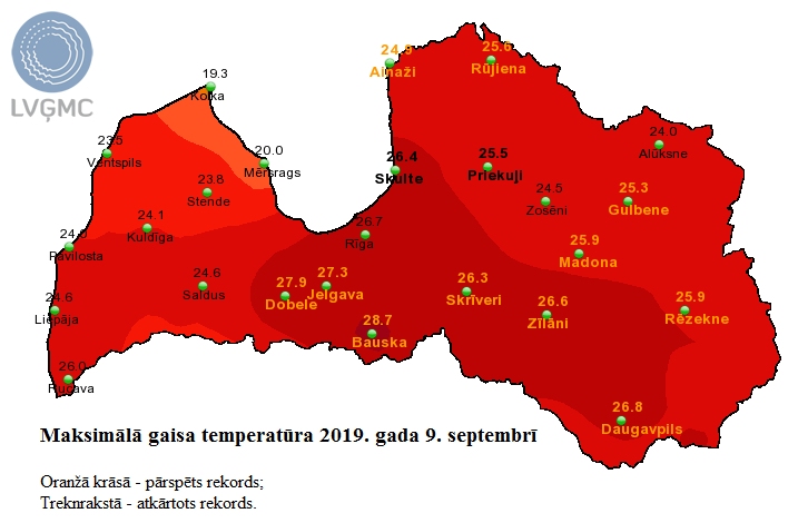 Bauskā pārspēts 9. septembra karstuma rekords