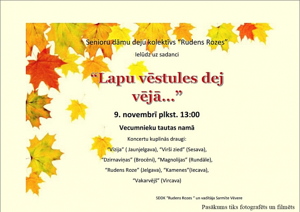 Senioru dāmu deju kolektīva «Rudens Rozes» sadancis Vecumniekos