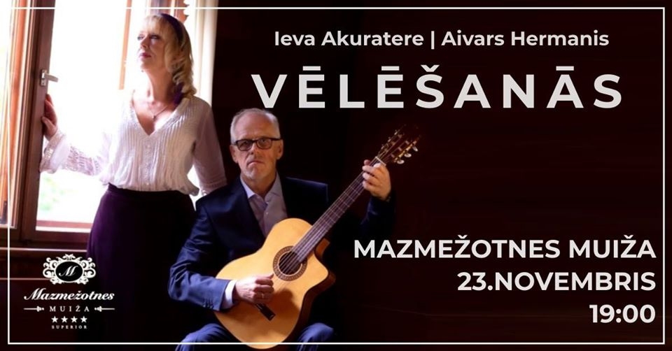 Ievas Akurateres un Aivara Hermaņa koncerts Mazmežotnes muižā