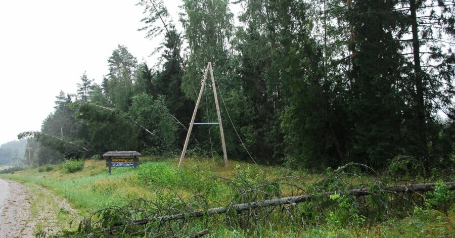Vējš bez elektrības atstāj iedzīvotājus Mežotnē