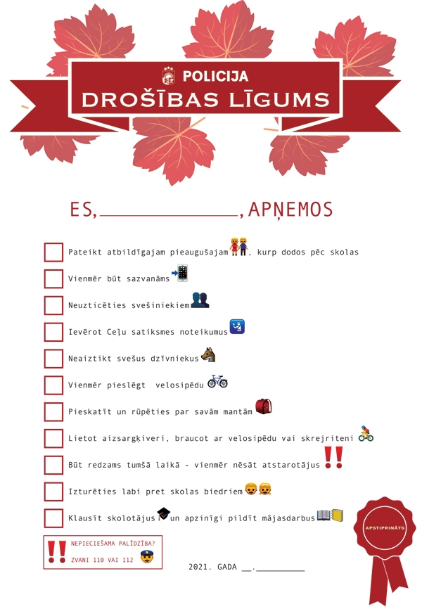 Valsts policijas padomi drošam mācību gadam