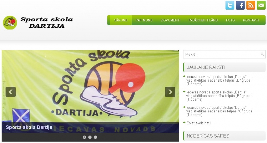 Sporta skolai «Dartija» izveidota mājaslapa