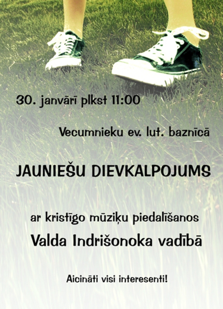 Svētdien Vecumniekos būs jauniešu dievkalpojums 