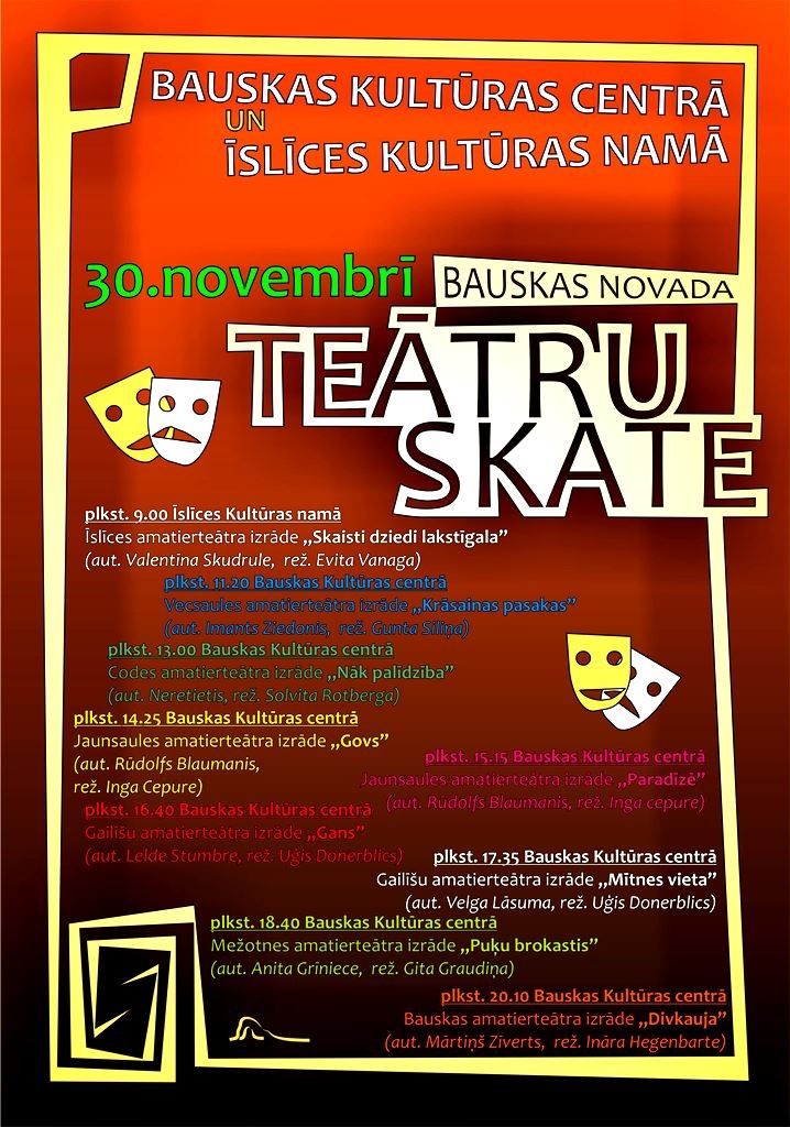 Teātru skati rudenī organizē skatītāju ērtībām