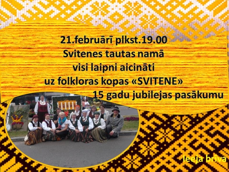 Folkloras kopas «Svitene» 15 gadu jubilejas pasākums